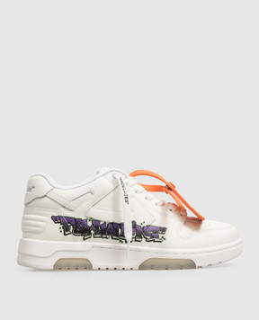Off-White Белые кожаные кроссовки Out Of Office с принтом OF06004510