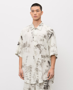 Balenciaga Сорочка кольору айворі з принтом логотипа 852334TTL78