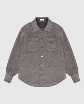 Brunello Cucinelli Детская серая куртка из шерсти с цепочкой мониль BD565C437C