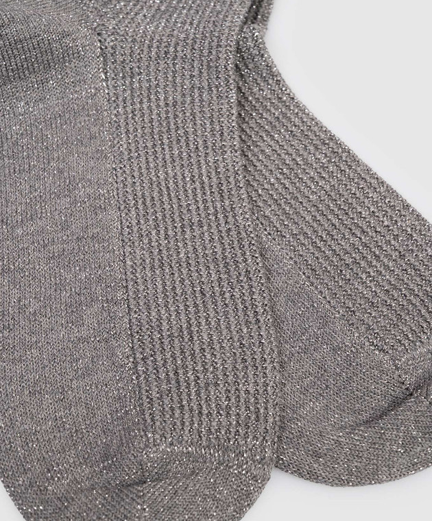 Brunello Cucinelli Сірі шкарпетки з люрексом MAZ225949P зображення 2