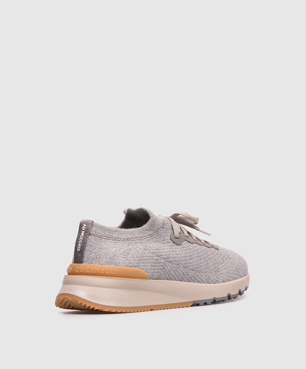 Brunello Cucinelli Серые кроссовки из шерсти MZUWLBO253 изображение 3