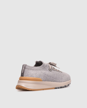 Brunello Cucinelli Серые кроссовки из шерсти MZUWLBO253