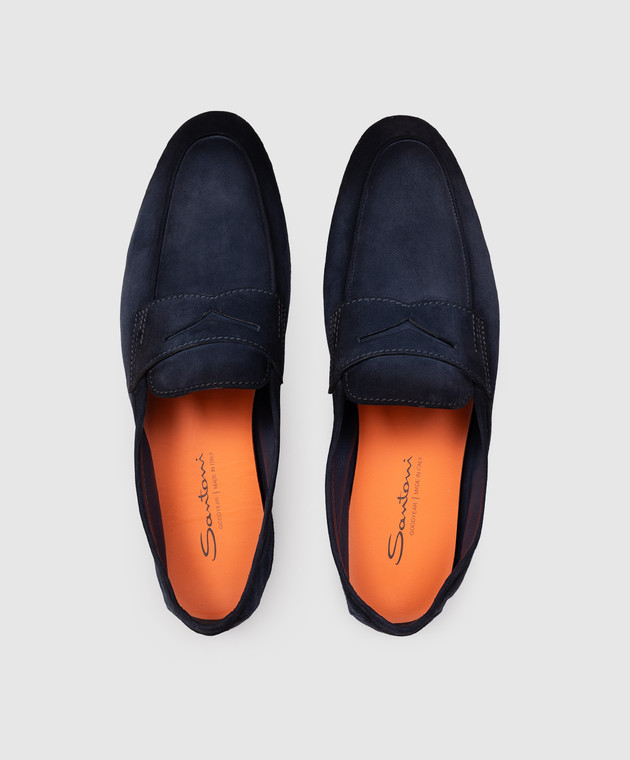 Santoni Сині лофери з нубуку з ефектом градієнта MCNG19298SI6SEAA зображення 4
