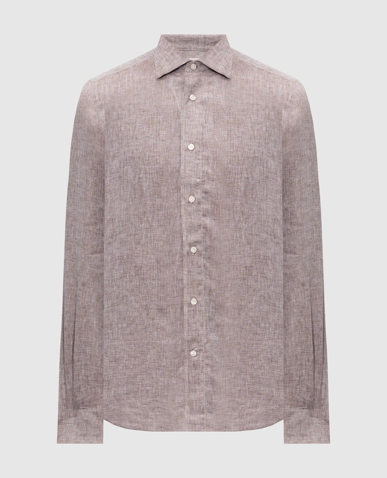 Коричневая рубашка из льна