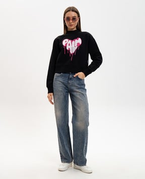 Palm Angels s Чорний світшот з принтом емблеми PWBA016G20FLE003