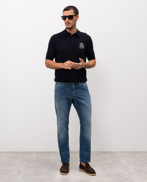 Dolce&Gabbana Синє поло з бавовни з монограмою логотипа GXZ02ZJBCIU