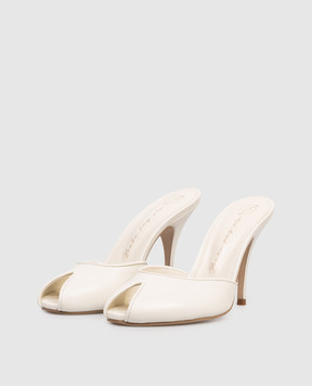 Babe Pay Pls Шкіряні мюлі кольору айворі з вирізом 212920KO