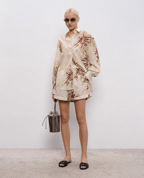 Brunello Cucinelli Бежевые шорты из шелка MQ967RH299