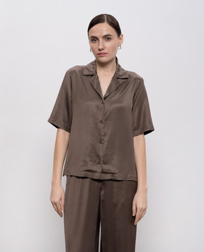 Peserico Коричневая блуза прямого кроя A0640606638