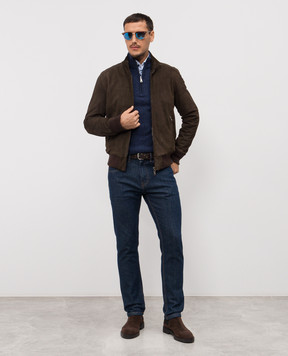 Cashmere&Whiskey Синий свитер из мериноса шерсти 50707