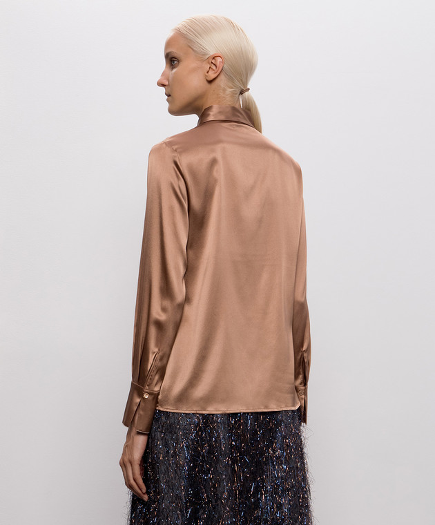 Peserico Коричневая блуза из шелка S0697102372 изображение 4