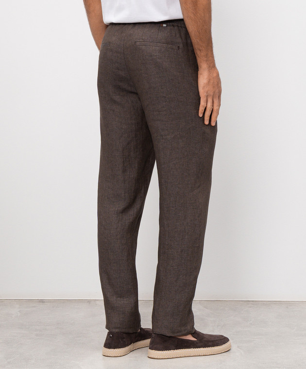 Canali Коричневі штани з льону AE05958U97003 зображення 4