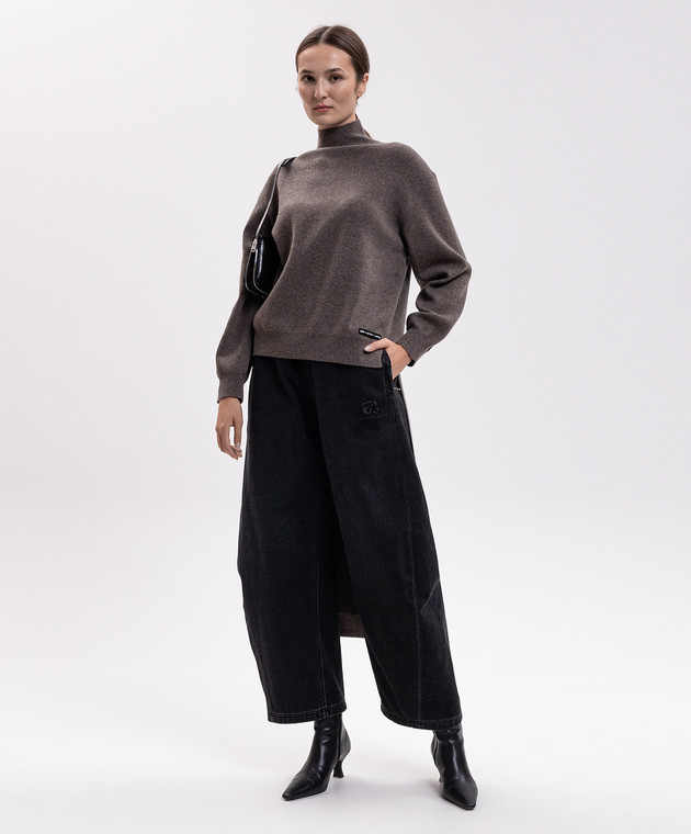 Alexander Wang Коричневый асимметричный свитер с шерстью 1KC4261020 изображение 2