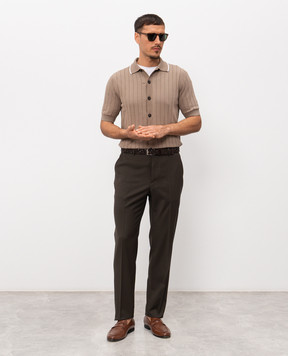 Peserico Сорочка коричнева в рубчик з короткими рукавами R59521F189173R