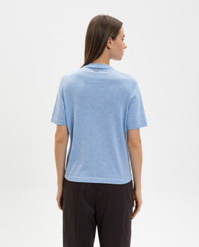 Agnona Голубая меланжевая футболка с шелком KT110450Q180P