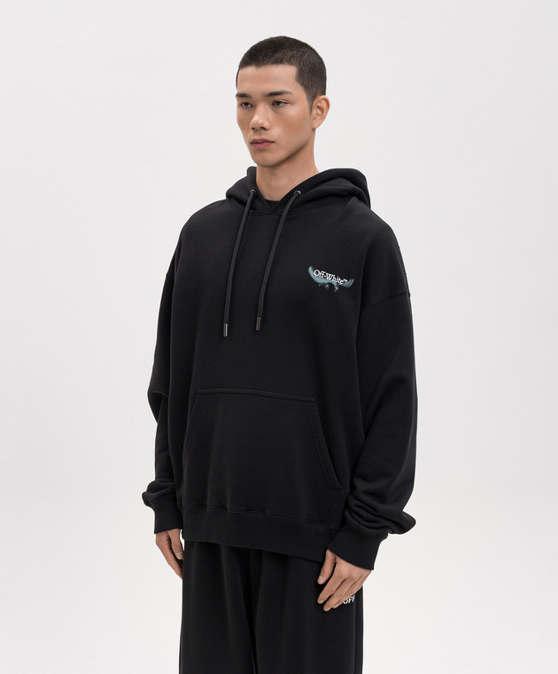Off-White Чорне худі з емблемою Moon 44MBB085S26F00E зображення 3