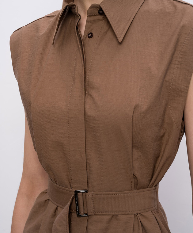 Brunello Cucinelli Коричнева сукня з ланцюжком моніль ML140A5286 зображення 5