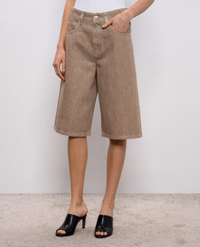 Brunello Cucinelli Бежеві джинсові бермуди з люрексом ML109P4072