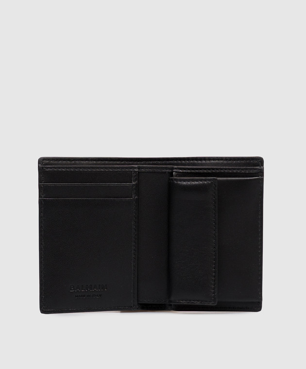 Balmain Чорне шкіряне портмоне з логотипом HM1MM097LNSA зображення 3