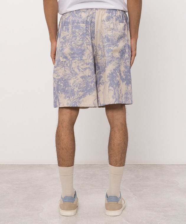 Off-White Бежевые шорты с леном с принтом City Nature 44MCB09KF26F005 изображение 4