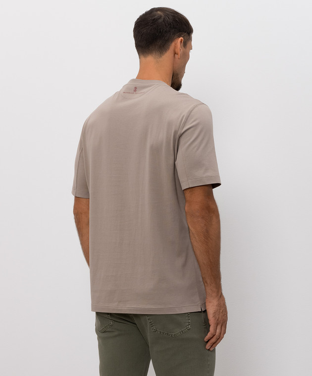 Brunello Cucinelli Коричневая футболка с вышивкой надписи M0B138518 изображение 4