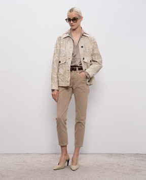 Brunello Cucinelli Коричневая блуза из шелка с цепочкой мониль M0C59NR516