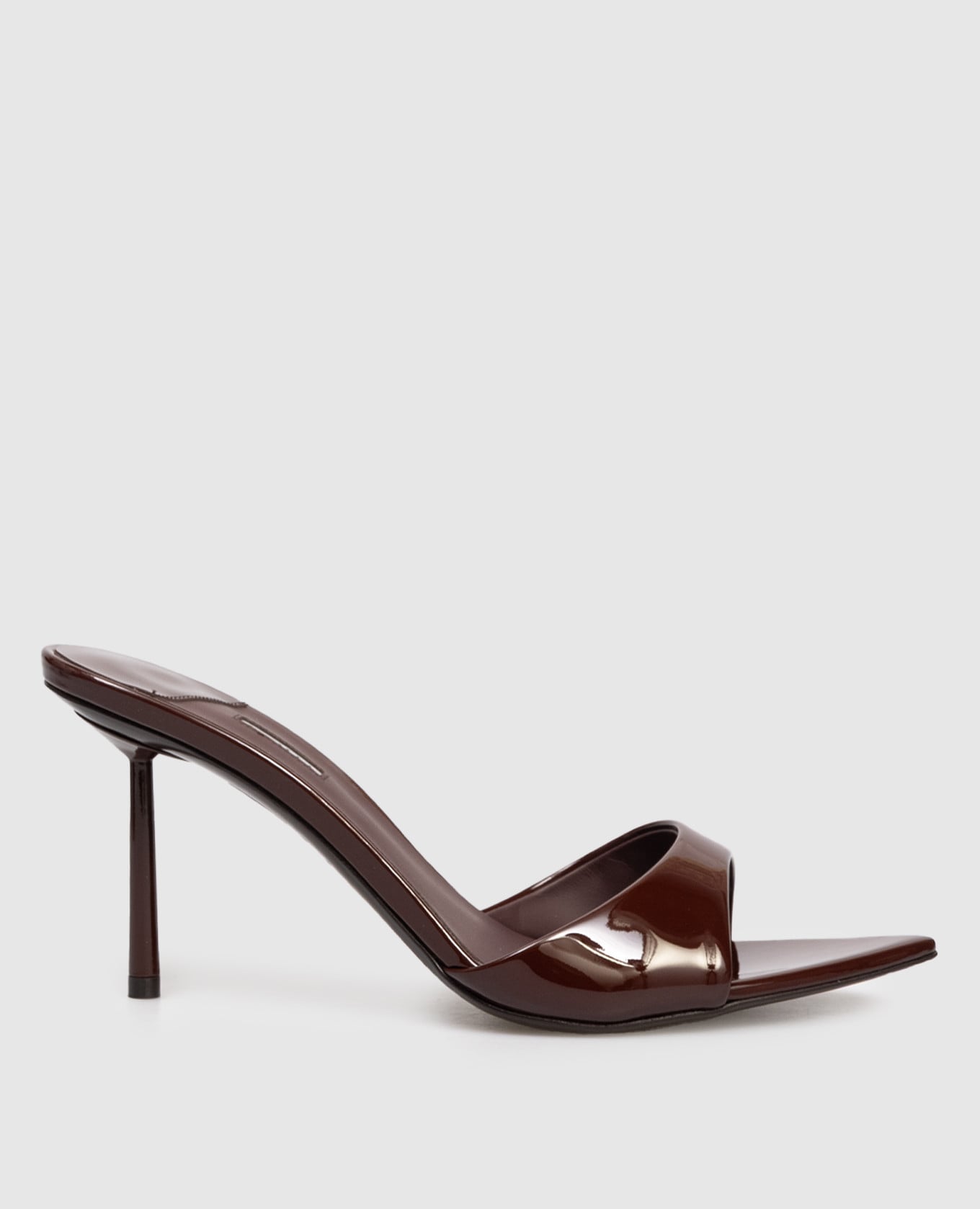 Бордовые кожаные лакированные мюли BELLA