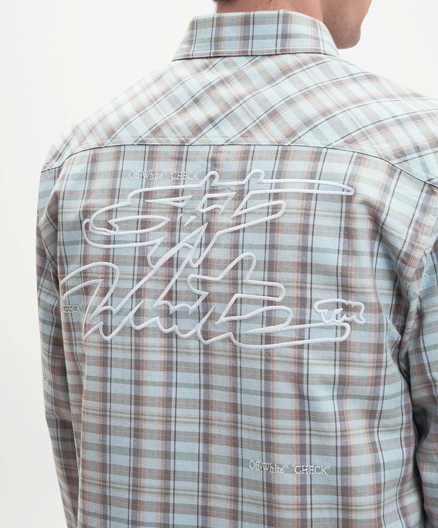 Off-White Блакитна сорочка у візерунок з вишивкою логотипа 44XGE04MS26F001 зображення 5