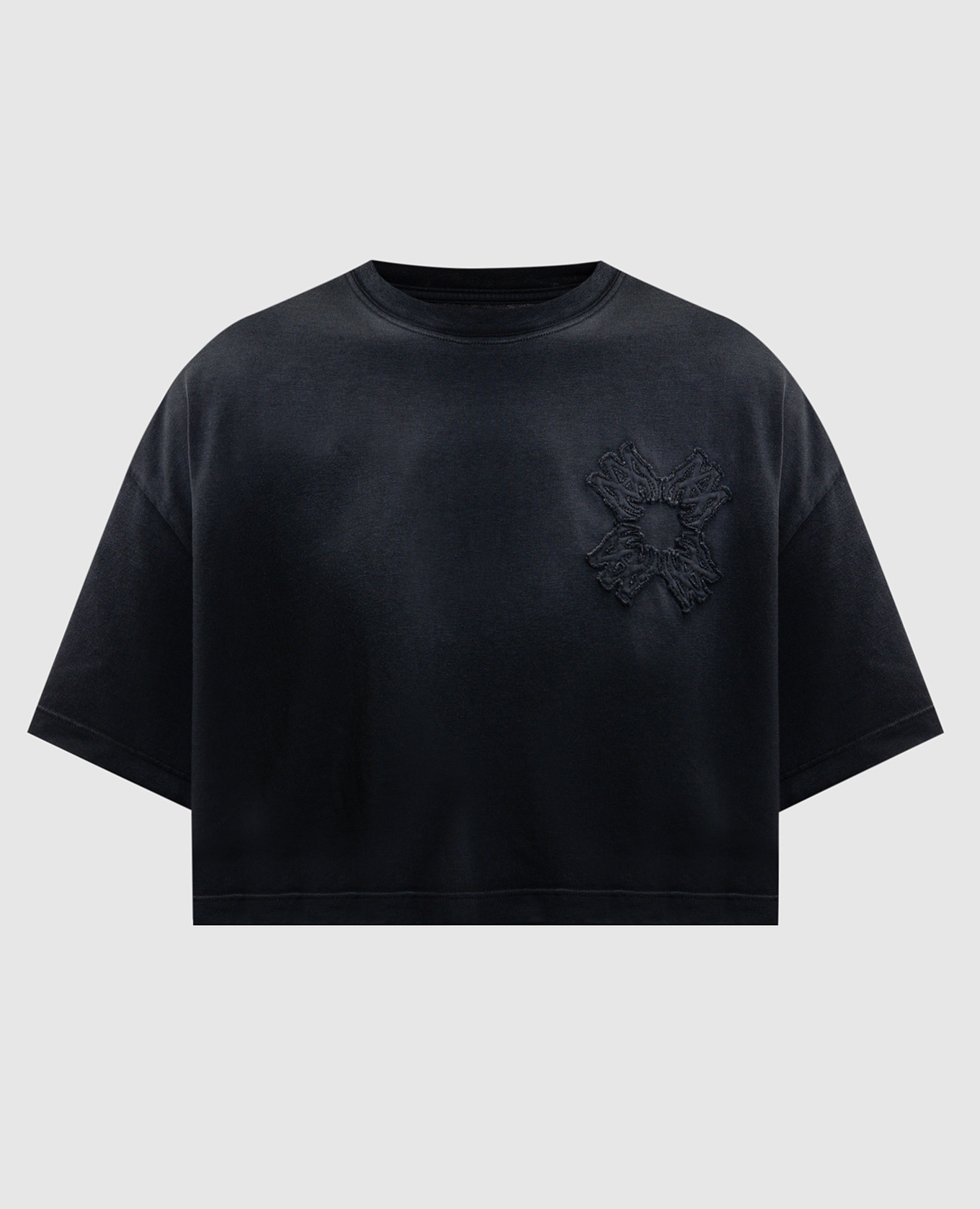 

Серая укороченная футболка с нашивкой монограммы, Серый, Футболки