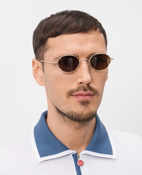 Alexander McQueen Золотые очки с гравировкой логотипа 861683I3330