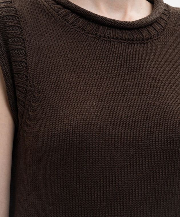 Loulou de Saison Коричневий жилет Effy з льону та шовку EFFY зображення 5