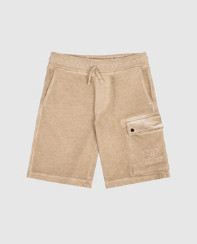 C.P. Company Детские шорты цвета хаки с вышивкой логотипа CUQ00PLEC001014