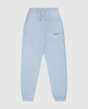 Off-White Дитячі блакитні джогери з принтом логотипа 44BCH001S26F005
