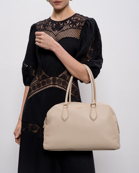 Twinset Бежева сумка-боулер з фактурним логотипом 261TB7230
