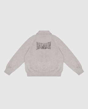 Balmain Детская серая спортивная куртка с вышивкой логотипа BZ4H20Z31881214