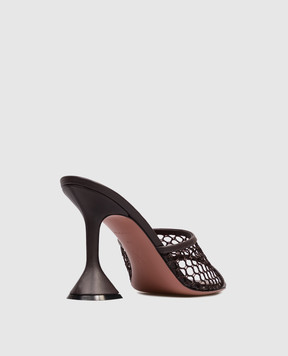 Amina Muaddi Коричневі шкіряні мюлі Lupita 13S361173LUP