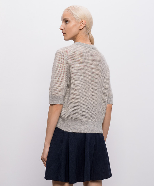 Brunello Cucinelli Сірий ажурний топ з вовною з люрексом MGG270500P зображення 4