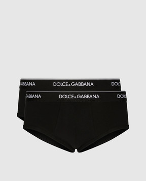 Dolce&Gabbana Набор черных трусов с контрастным логотипом M9C05JONN95