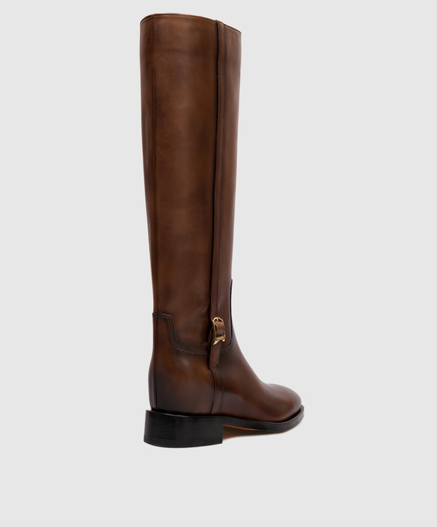 Santoni Коричневі шкіряні чоботи WSHM71084BJ2NDYL зображення 3