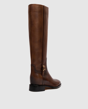 Santoni Коричневі шкіряні чоботи WSHM71084BJ2NDYL