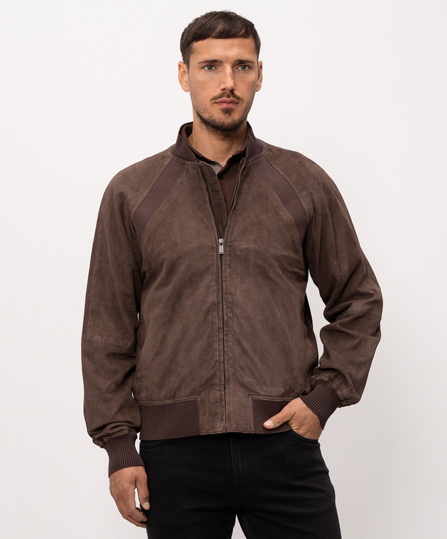 Trussardi Коричневий замшевий бомбер R313M000047NML903L53 зображення 3