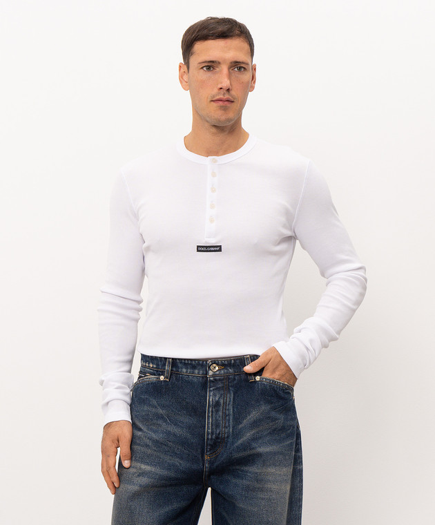 Dolce&Gabbana Білий лонгслів в рубчик G8SC4TG7P3I зображення 3