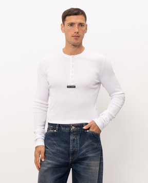 Dolce&Gabbana Белый лонгслив в рубчик G8SC4TG7P3I