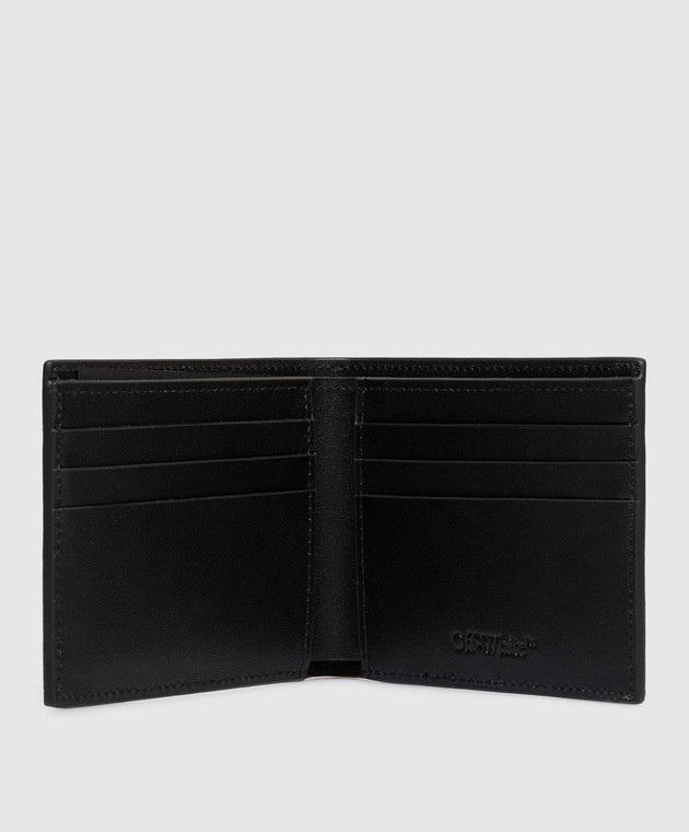 Off-White Чорне шкіряне портмоне з тисненням логотипа OMNC094C99LEA001 зображення 3