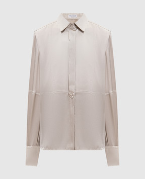 Brunello Cucinelli Серая блуза из шелка с цепочкой мониль MPC59NR516