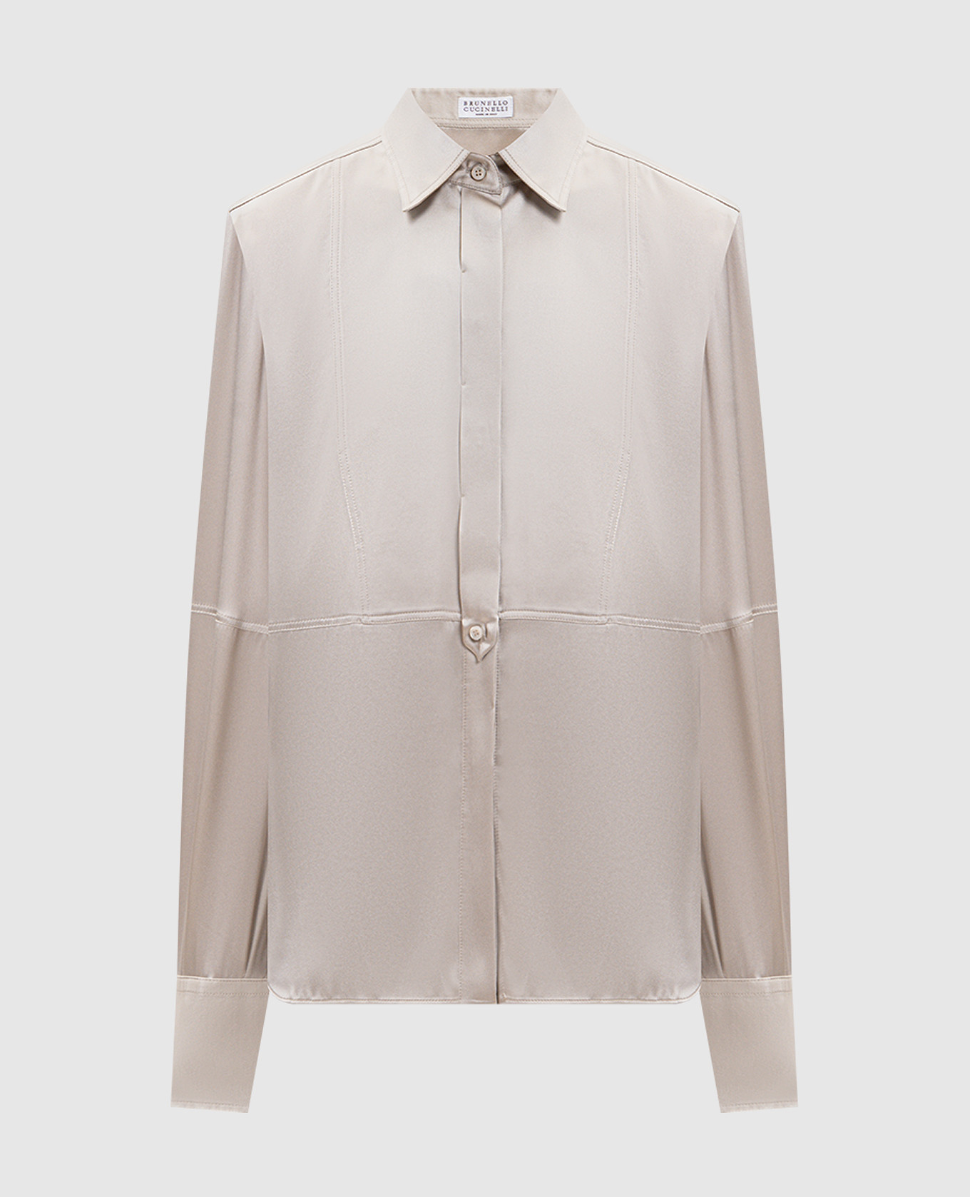 Серая блуза из шелка с цепочкой мониль