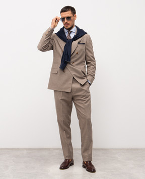 Brunello Cucinelli Бежевый костюм с шерстью и шелком MR499LDPH