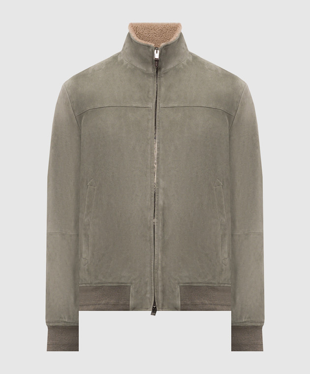 Canali Зеленая замшевая куртка LE00298O70509