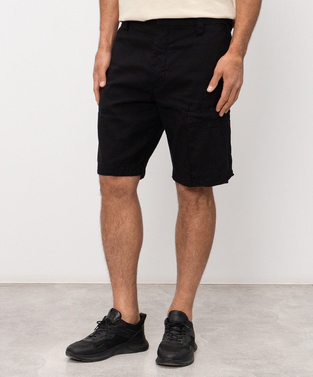 C.P. Company Чорні шорти з льоном MBE252A110658G зображення 3