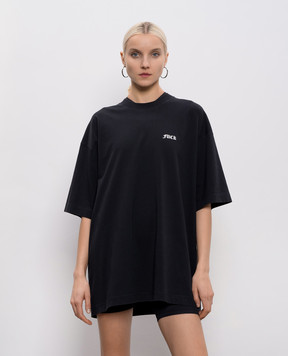 Vetements Черная футболка с принтом ME76TR189Bw